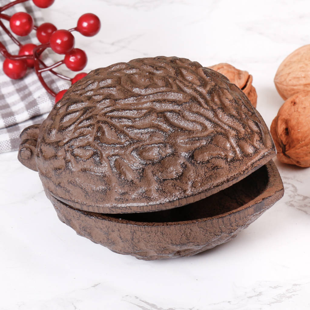 Walnut Shaped Antique Brown Cast Iron Walnut Cracker By Dibor
