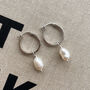 Anya. Sterling Silver Pearl Hoop Earrings, thumbnail 2 of 3