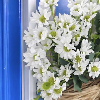 Spring Cream Wildflower Basket Door Wreath, 3 of 8