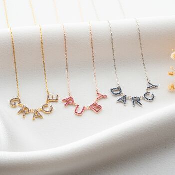 Sterling Silver Birthstone Name Necklace, 5 of 9