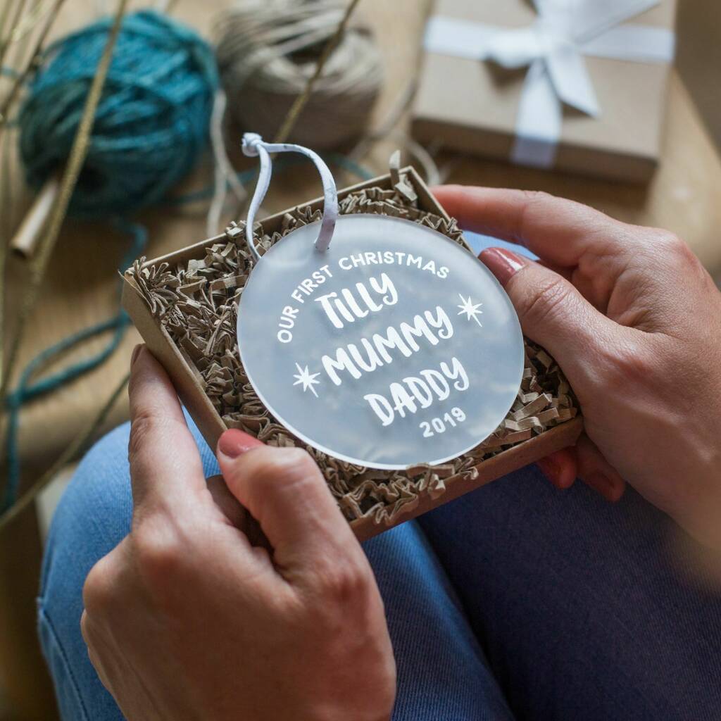 Personalised First Family Christmas Keepsake Decoration, 1 of 5