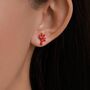 Sterling Silver Asymmetric Red Coral Branch Stud Earrings, thumbnail 2 of 12