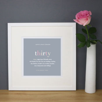 Personalised 30th Birthday Print And Mount, 2 of 7
