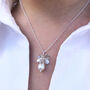 Silver Blossom Flower Pearl Necklace, thumbnail 2 of 5