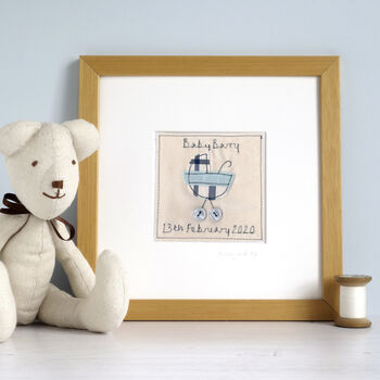 Personalised New Baby Boy Embroidered Picture Gift, 2 of 12