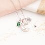 Personalised Engraved Moon Memorial Necklace With Birthstone, thumbnail 4 of 8