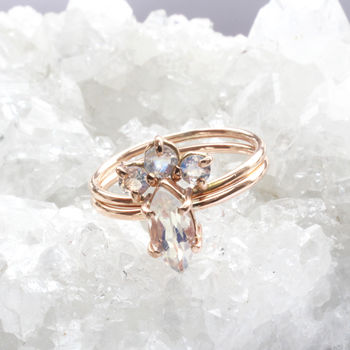 Odele 9ct Rose Gold Marquise Moonstone Ring, 5 of 8