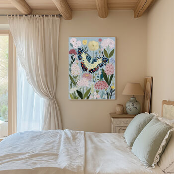 Butterfly Floral Abstrct Blue Art Print, 4 of 4