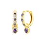 18 K Gold Plated Violet Heart Huggie Hoop Earrings, thumbnail 1 of 4