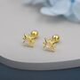 Moonstone Starburst Screw Back Earrings Sterling Silver, thumbnail 5 of 12