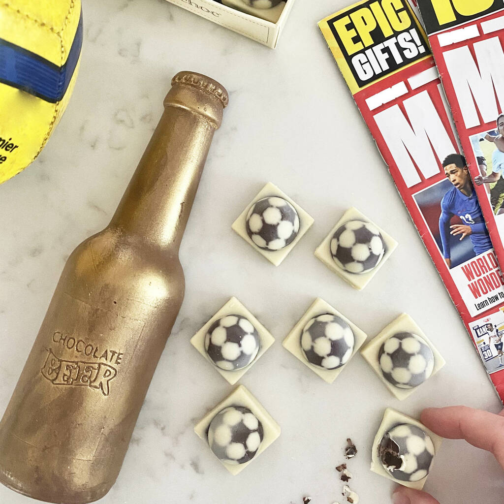 Chocolate Beer Bottle And Footballs, 1 of 2