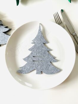 Scandi Christmas Tree Cutlery Holder Set Of Six, 4 of 5