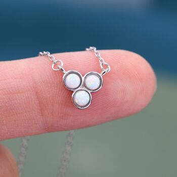 Tiny Opal Trio Pendant Necklace, 10 of 12