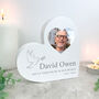 Personalised White In Loving Memory Dove Photo Heart, thumbnail 1 of 5