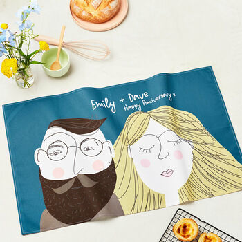 Personalised Face Tea Towel For Couples, 2 of 7