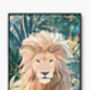 Lion In The Gold Green Jungle Leaves Wall Art Print, thumbnail 4 of 5