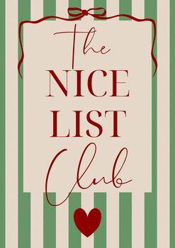A4 Christmas Art Print, The Nice List Club, Green Stripes, 5 of 5