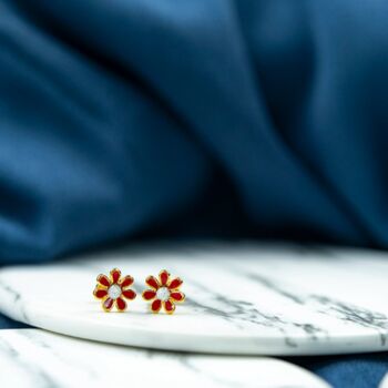 Stainless Steel Colourful Daisy Stud Earring, 6 of 8