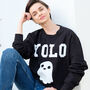You Only Live Once Ghost Women’s Halloween Sweatshirt, thumbnail 1 of 5