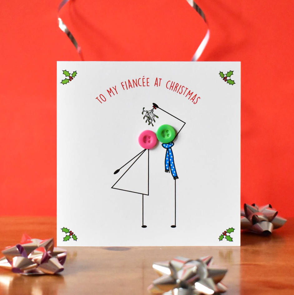 'kissing Under Mistletoe' Button Christmas Card By Mrs L Cards | notonthehighstreet.com