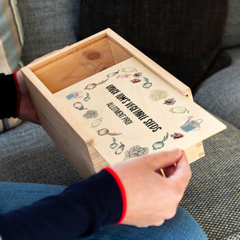 Personalised Vegetable Seed Box With Sliding Lid, 2 of 5