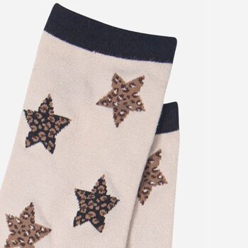 Women's Leopard Print Star Bamboo Socks Neutral, 3 of 3