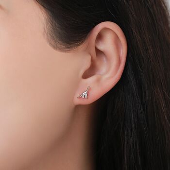 Mismatched Dinosaur Internally Threaded Flat Back Earrings In Sterling Silver, 3 of 12