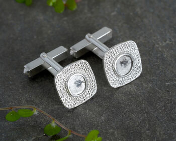 Natural Diamond Cufflinks In Sterling Silver, 2 of 3