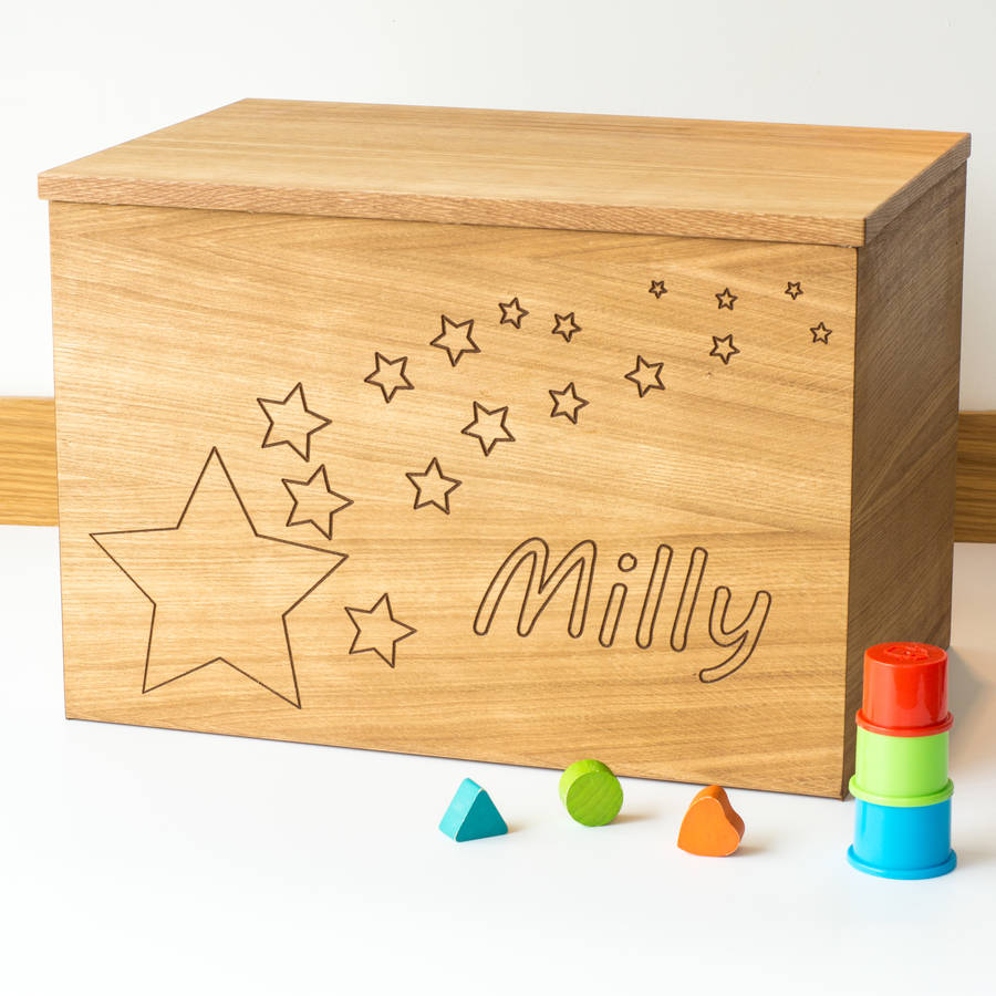 Personalised Stars Wooden Toy Box By Little and Wild