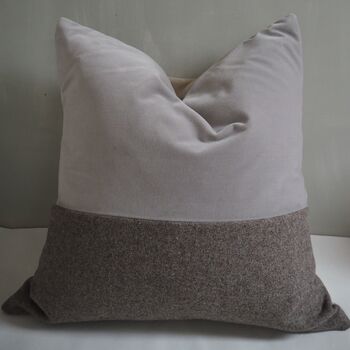 Grey Velvet And Wool Scatter Cushion, 4 of 6