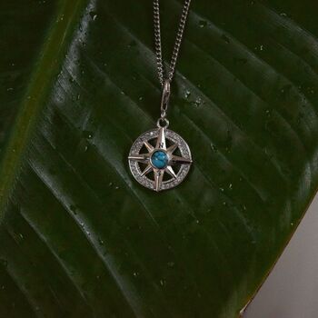 Compass With Zircon And Turquoise Pendant, 5 of 7