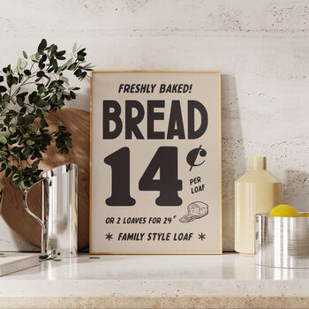 Vintage Retro Bread Kitchen Advert Dining Wall Print, 5 of 5