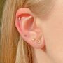 14k Solid Gold Opal Moon Stud Earrings, thumbnail 3 of 5