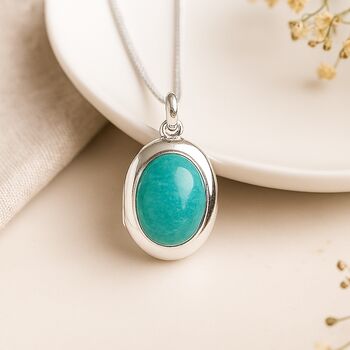 Personalised Sterling Silver Amazonite Locket, 2 of 11