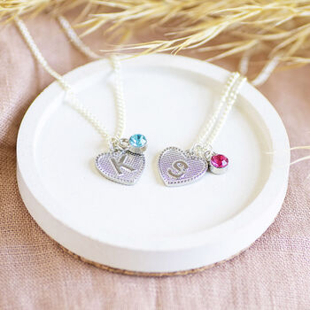 Child's Initial Heart And Birthstone Necklace, 3 of 12