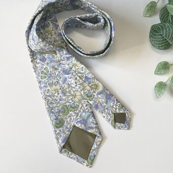 Liberty Of London Tie In Blue Lime Green Floral Motif, 5 of 7
