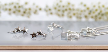 Sterling Silver Shooting Star Climber Earrings, 3 of 5