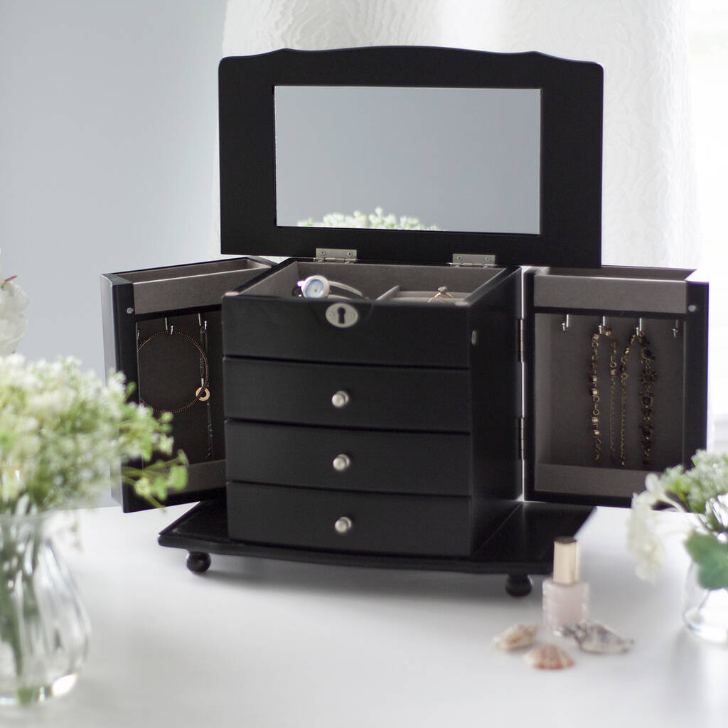large black wooden jewellery box by jodie byrne