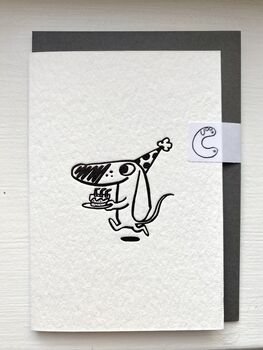 Dachshund Letterpress Birthday Card Cartoon, 3 of 3