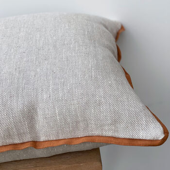 Terracotta Edge Linen Cushion Cover, 4 of 5