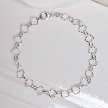 Sterling Silver Shimmer Clover Bracelet, 3 of 7