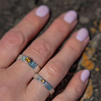 Citrine November Birthstone Ring In Textured Sterling Silver, 2 of 10