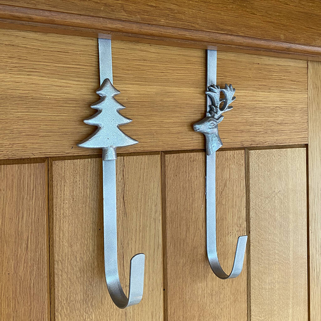 Set Of Two Silver Christmas Wreath Hangers By Garden Selections