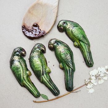Four Hand Painted Belgian Dark Chocolate Parakeets, 3 of 5