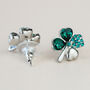 Colourful Crystal Four Leaf Clover Stud Earrings, thumbnail 2 of 3