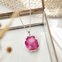 Long Length 925 Silver Raw Fuchsia Pink Agate Necklace, thumbnail 4 of 7