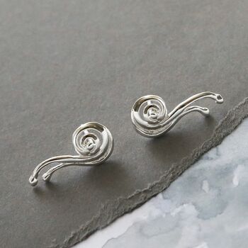Sterling Silver Swirly Spiral Stud Earrings, 4 of 5