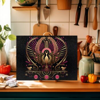 Art Deco Glass Chopping Board Celestial Aviary One, 4 of 8