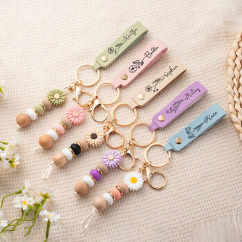 Personalized Floral Beaded Keychain Gift For Her, 5 of 8