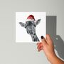 Giraffe Red Hat Christmas Card, thumbnail 3 of 3
